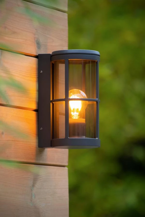 Lucide NAVI - Wall light Indoor/Outdoor - 1xE27 - IP54 - Anthracite - ambiance 1